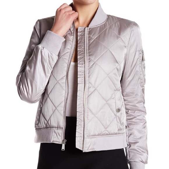 BCBGeneration Jackets & Blazers - BCBGeneration silver quilted bomber jacket